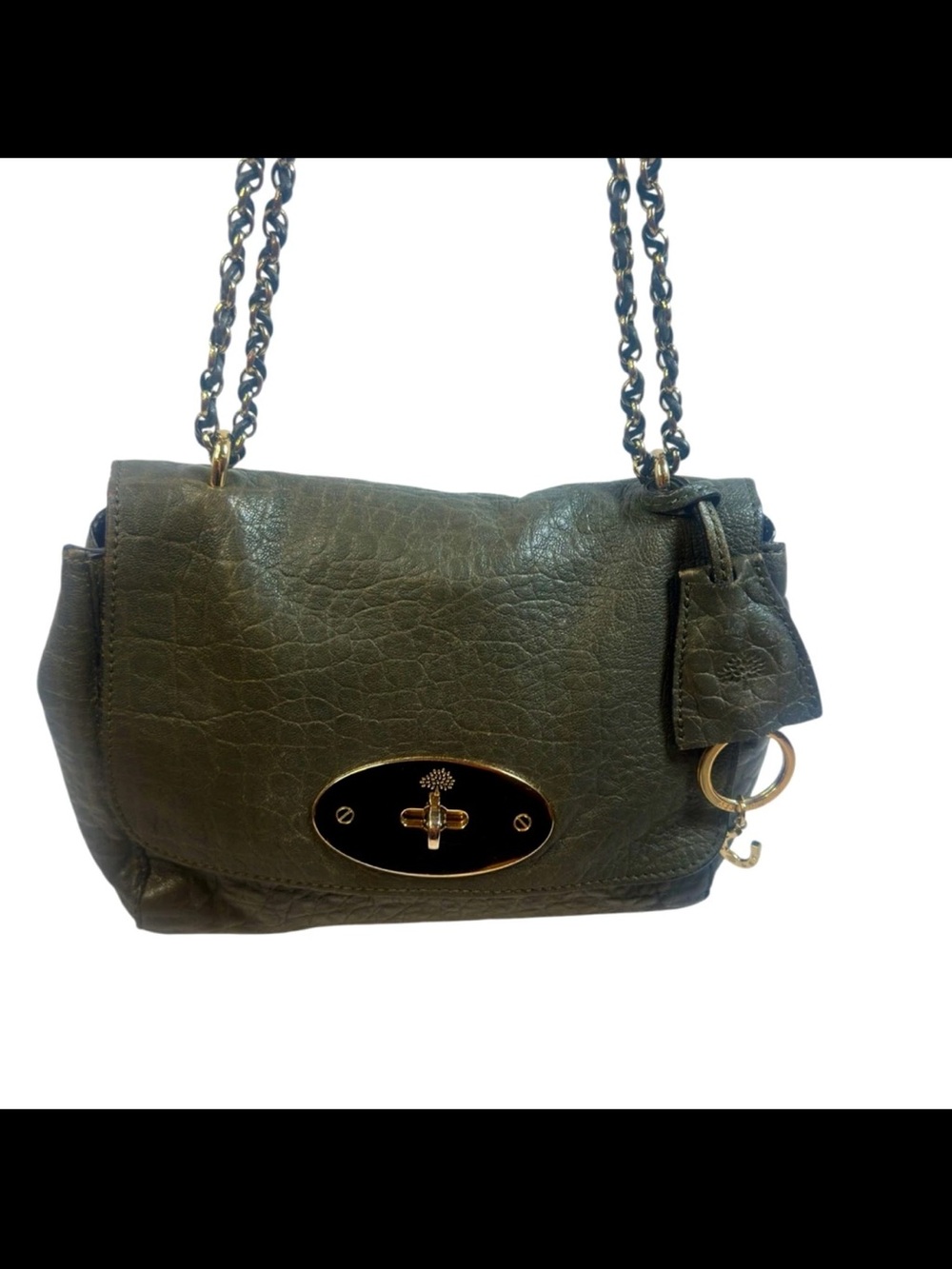 Mulberry Olive Green Leather Shoulder Bag with Chain Strap